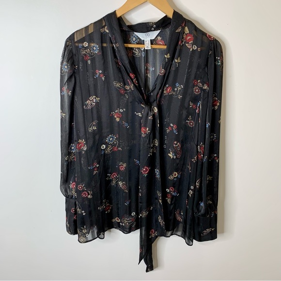 Addition Elle Paisley Tie Blouse - Picture 3 of 10